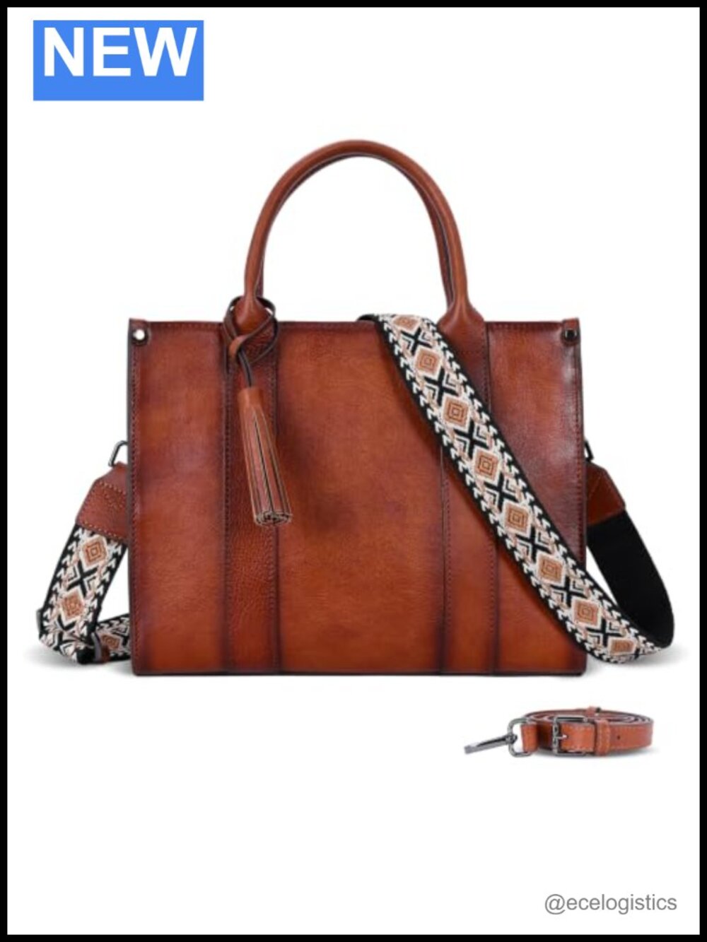 Genuine Leather Tote Bag for Women with Adjustable Straps Work Purse